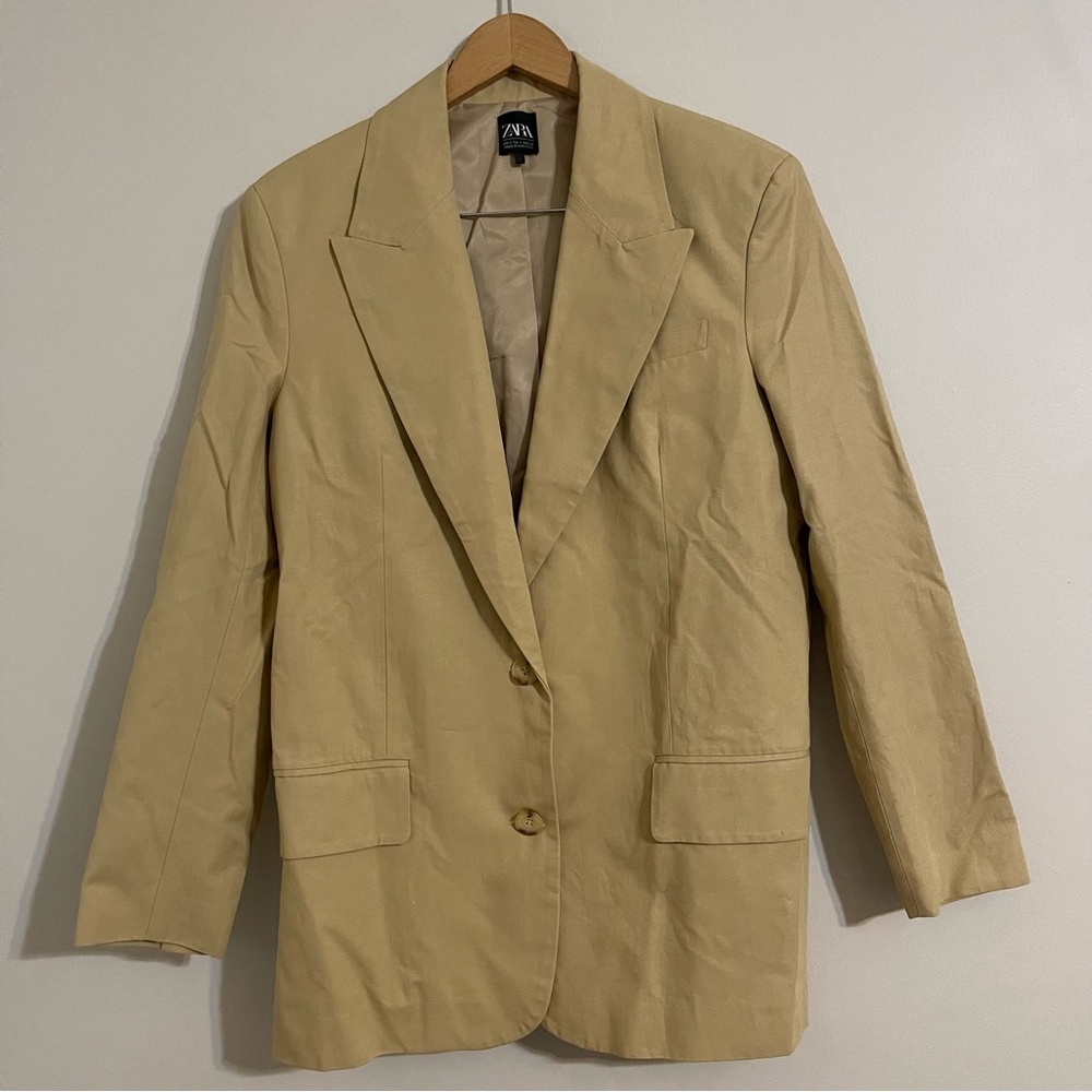 ZARA | Linen Cotton Oversized Boyfriend Blazer Small